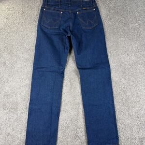 Wrangler 13MWZ Jeans Mens 34x33 Raw Indigo Rigid Denim Cowboy Cut 100% Cotton